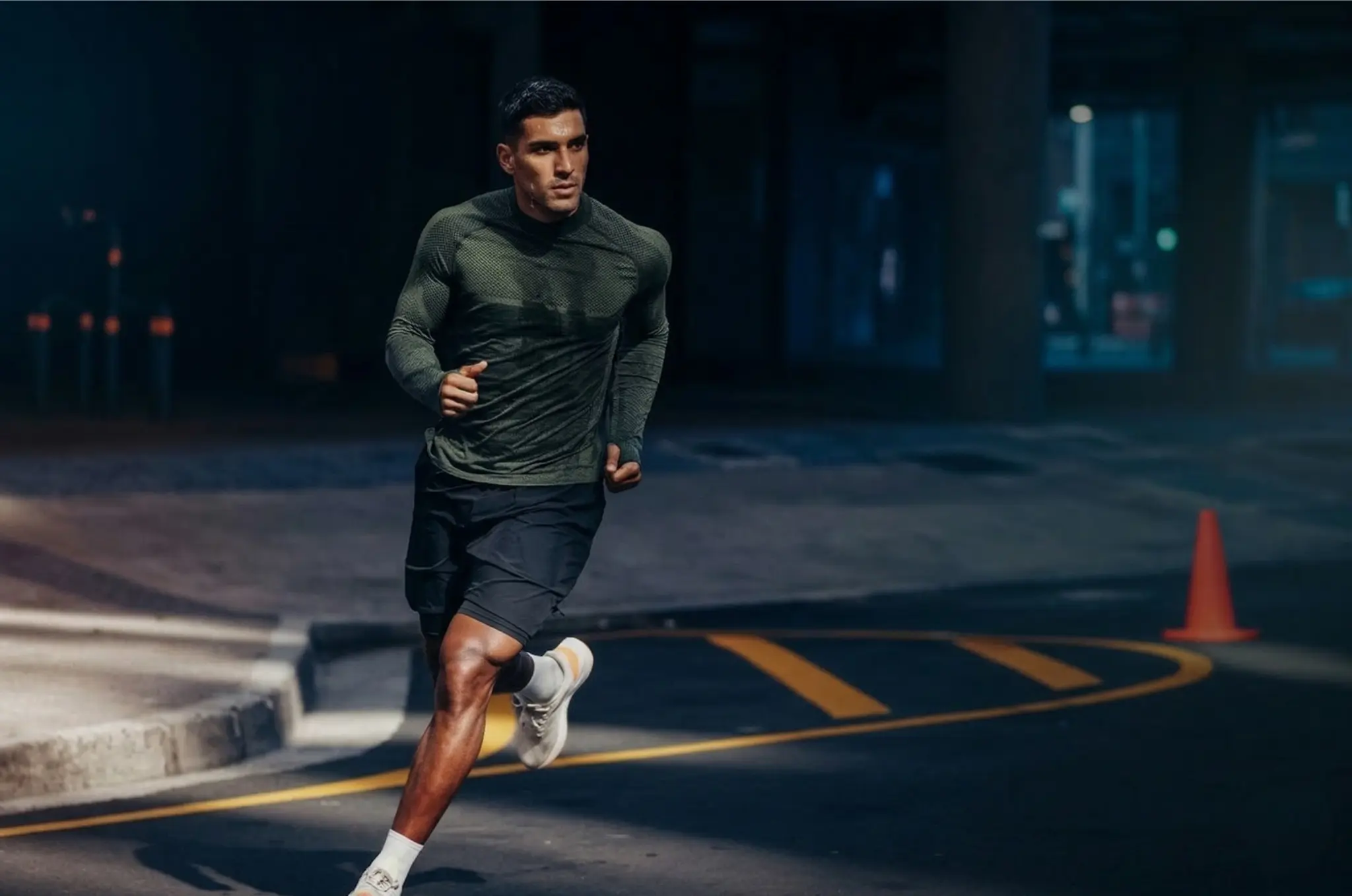 Runner training outdoors in urban environment